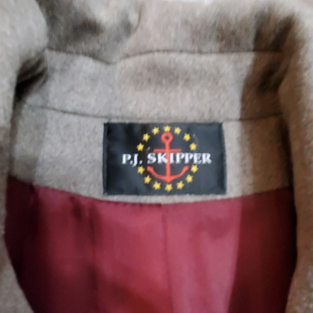 PJ Skipper beige hip length wool peacoat - Picture 2 of 5